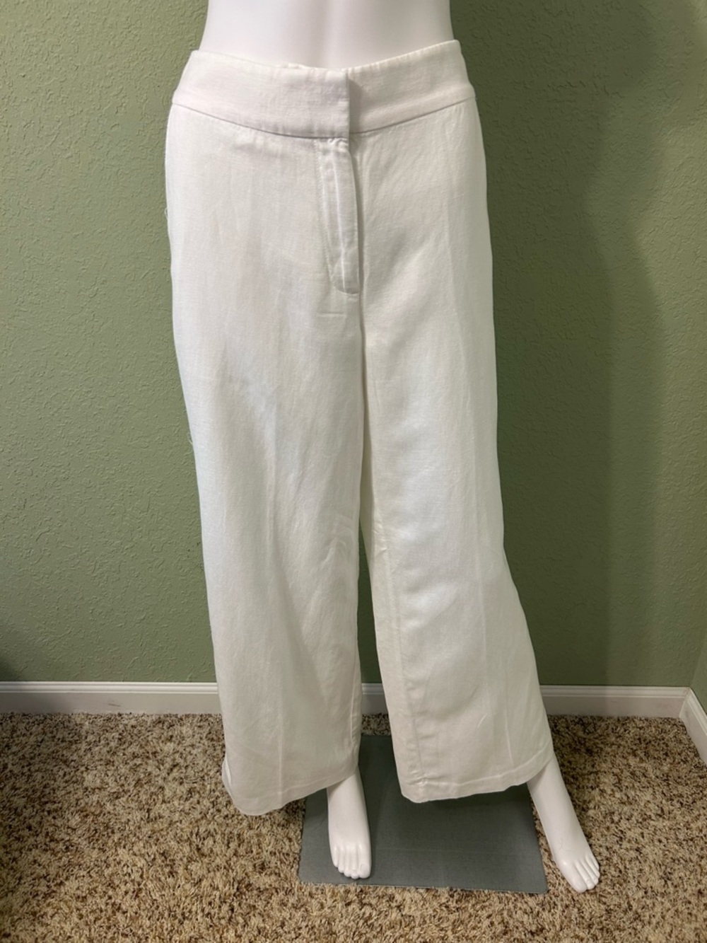 LOFT White Wide Legged Linen Blend Pants